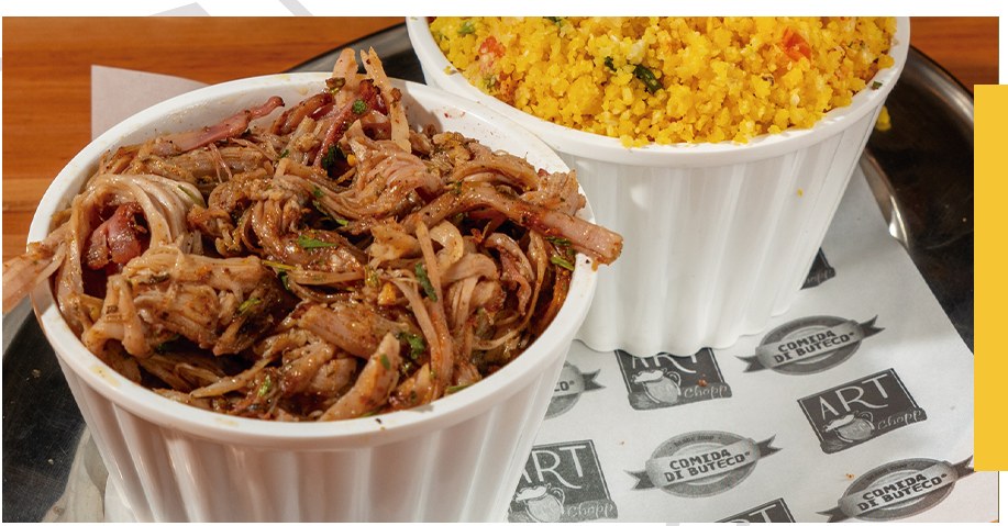 O Porquinho deu o Cuscuz — petisco do Art Chopp